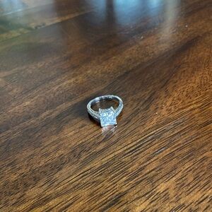 Lia Sophia Silver-Tone Square Clear Stone Ring